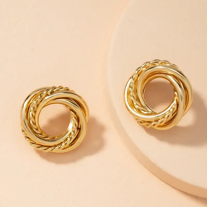 Gold Wound Copper Earrings for Women - Image 5