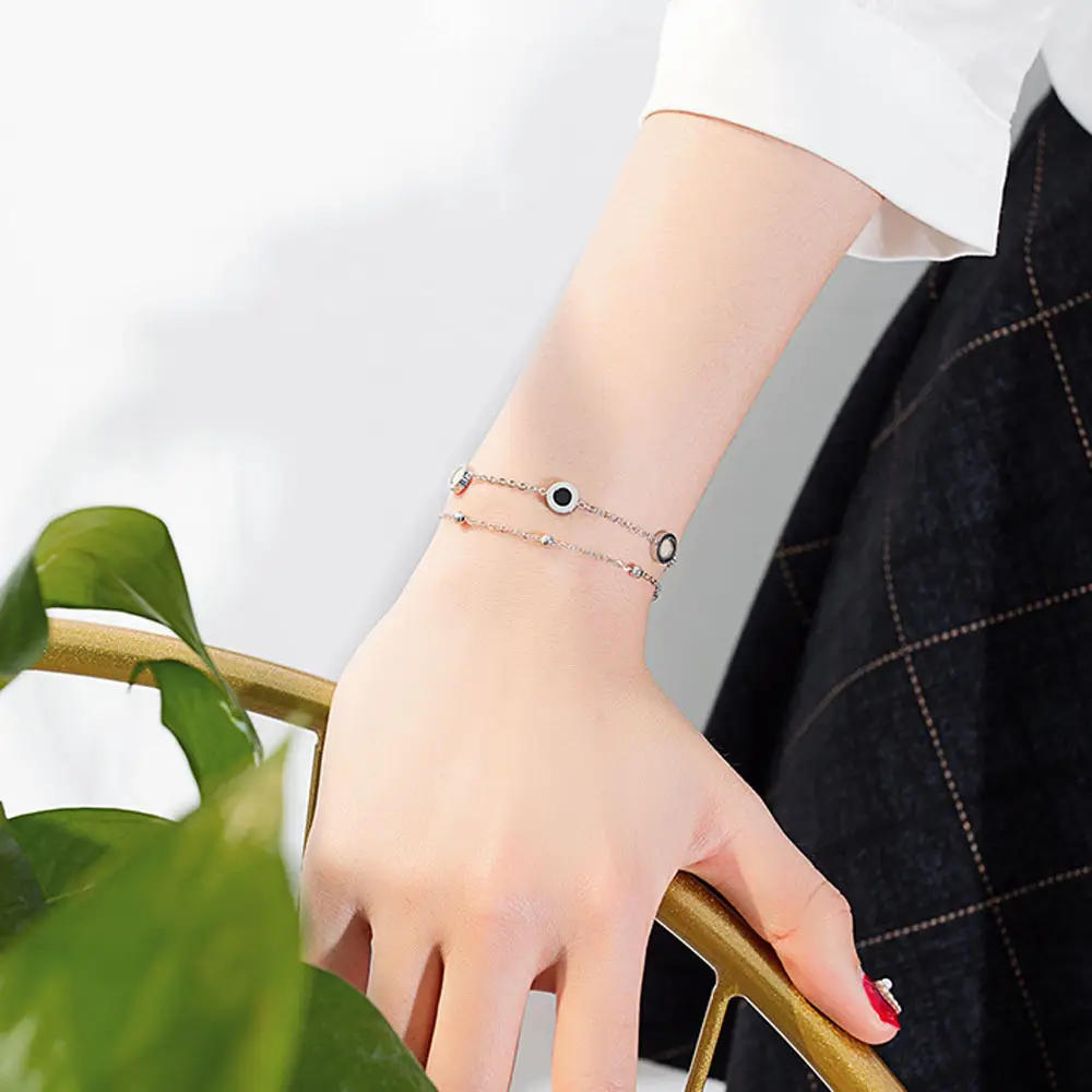 Adjustable Shell Bracelet for Women Stainless Steel Double Layer - Image 4