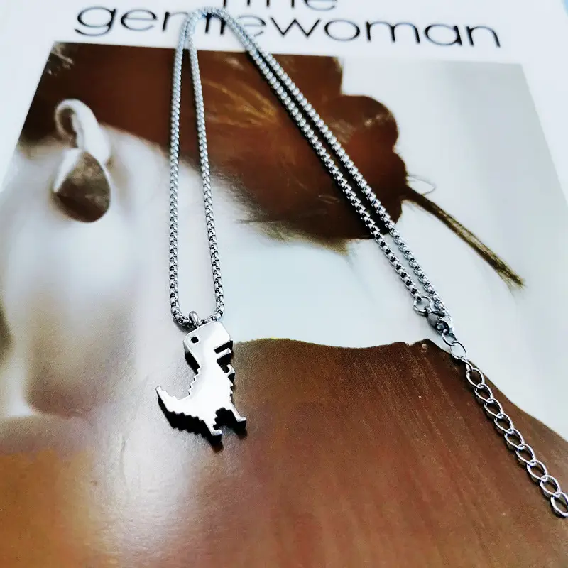 Titanium Steel Dinosaur Necklace for Men - Image 4