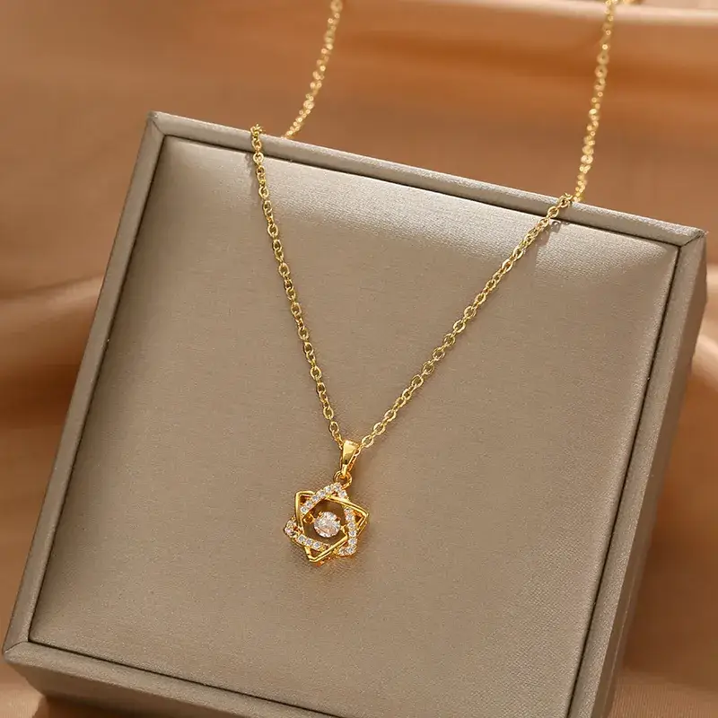 Gold Flower Pendant Necklace for Women - Image 11
