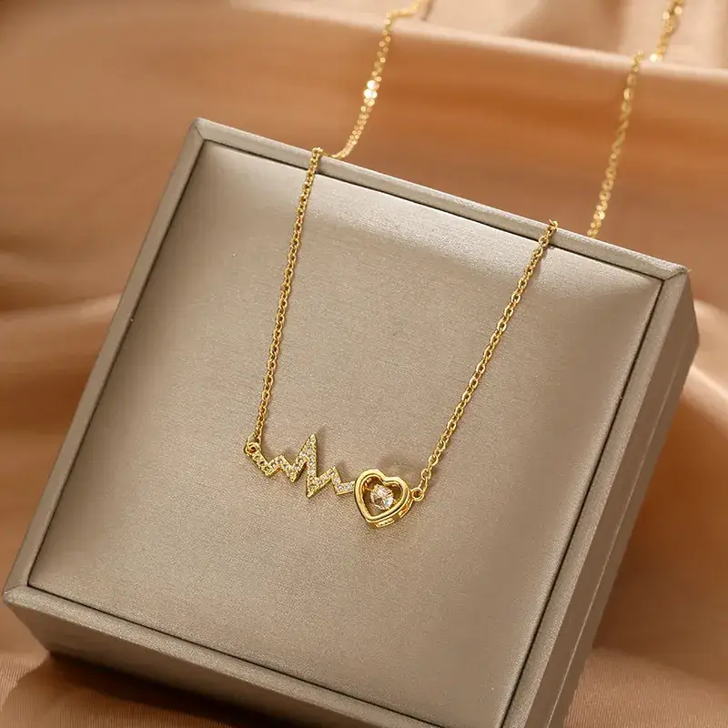 Gold Flower Pendant Necklace for Women - Image 3