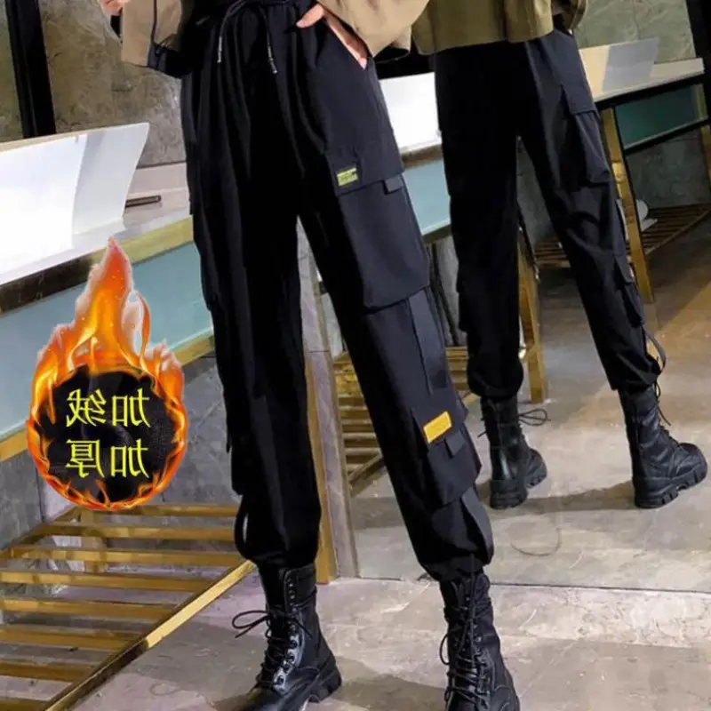 Men Grey Cargo Pants Autumn Winter Loose Harem Leg Tie - Image 6