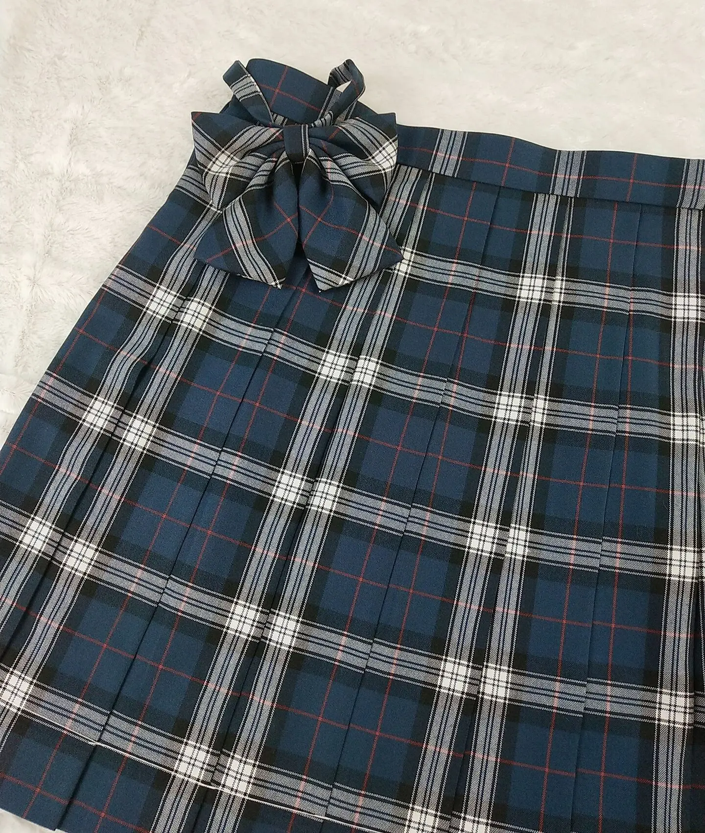 Men's Blue Plaid Skirt with Bow Tie - Image 7