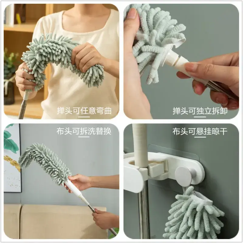 European Retractable Chenille Dust Sweeper Zen Extended Fiber Ceiling Feather Duster - Image 4