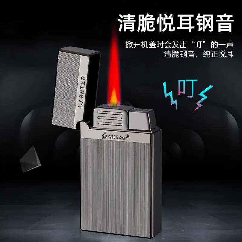 Langsheng Double Fire Lighter Silver Steel Sound Red Flame - Image 7