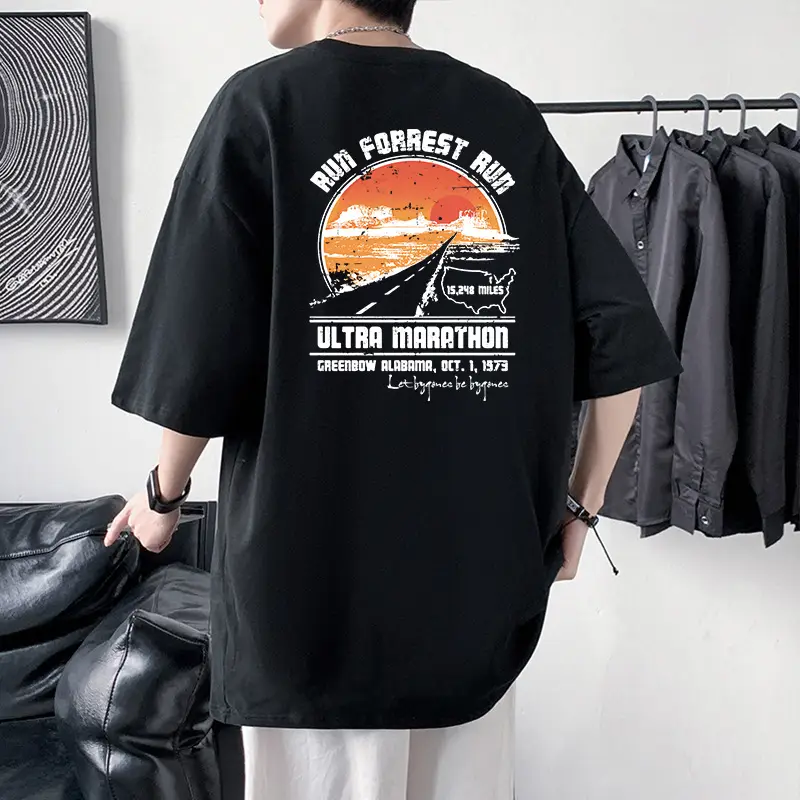 Men Ultra Marathon Graphic T-Shirt Black Loose Fit