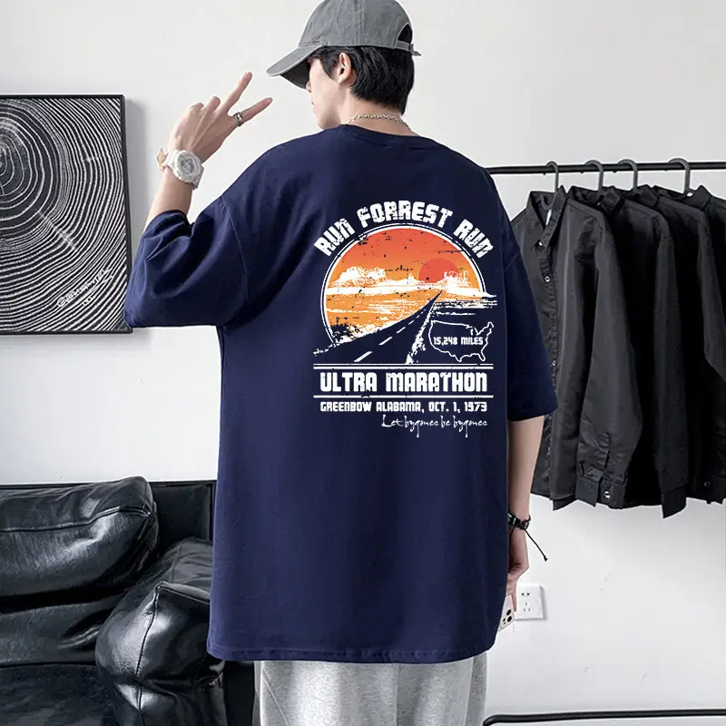 Men Ultra Marathon Graphic T-Shirt Black Loose Fit