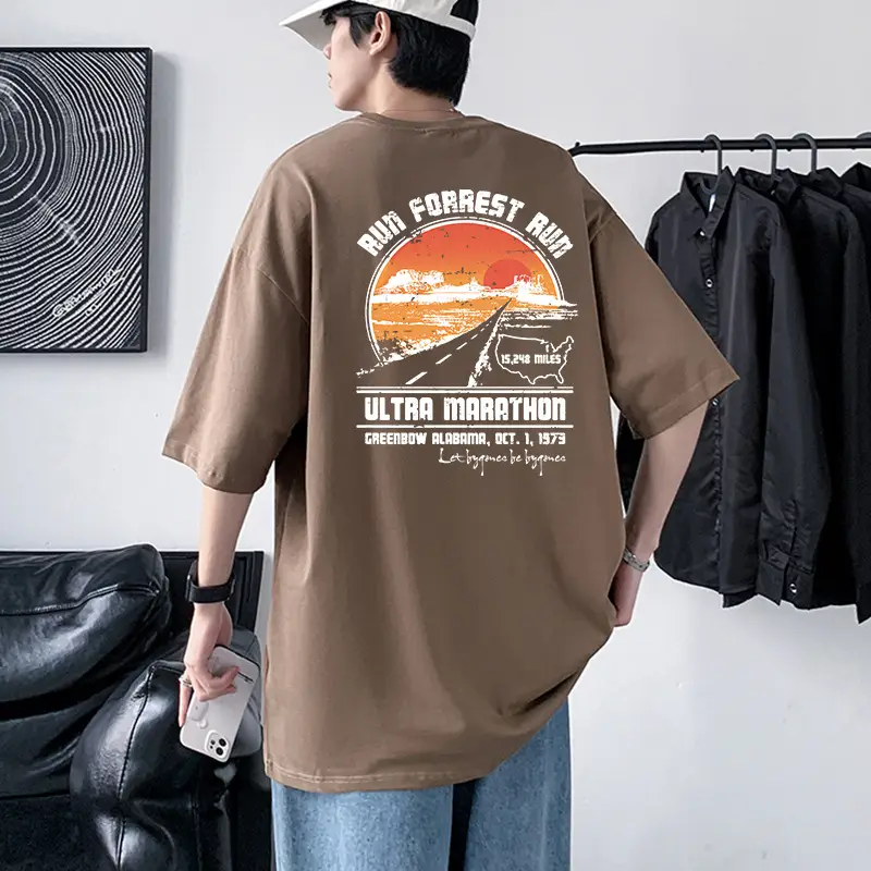 Men Ultra Marathon Graphic T-Shirt Black Loose Fit
