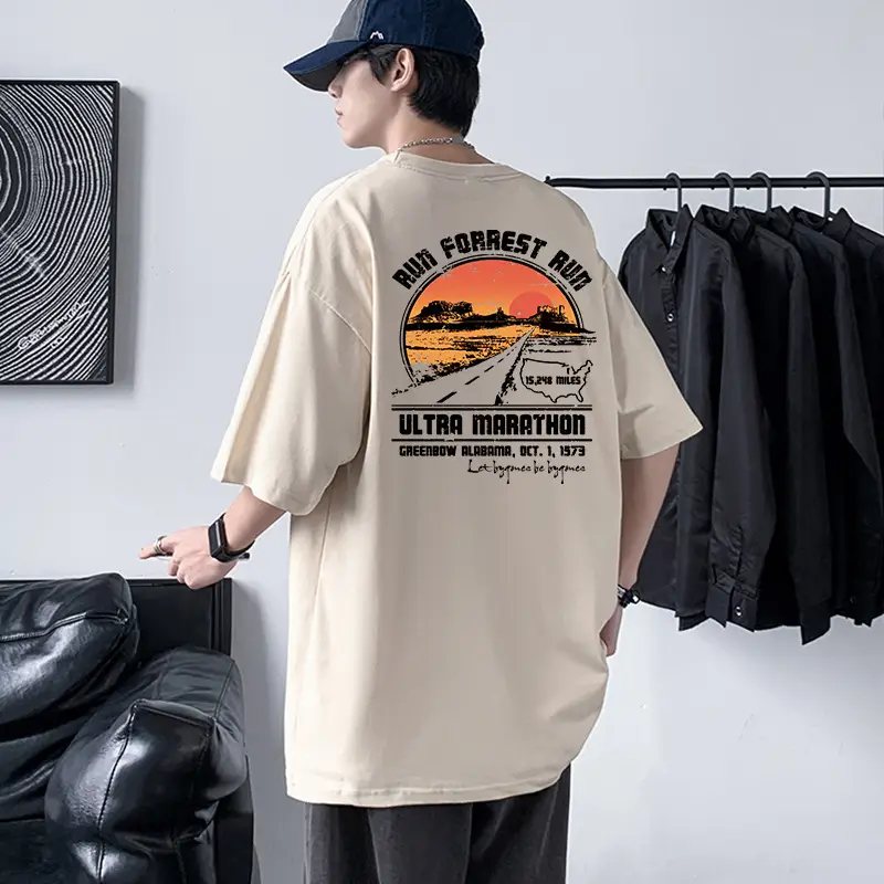 Men Ultra Marathon Graphic T-Shirt Black Loose Fit