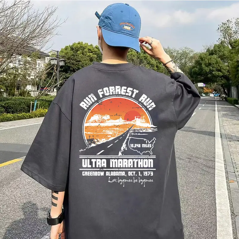 Men Ultra Marathon Graphic T-Shirt Black Loose Fit