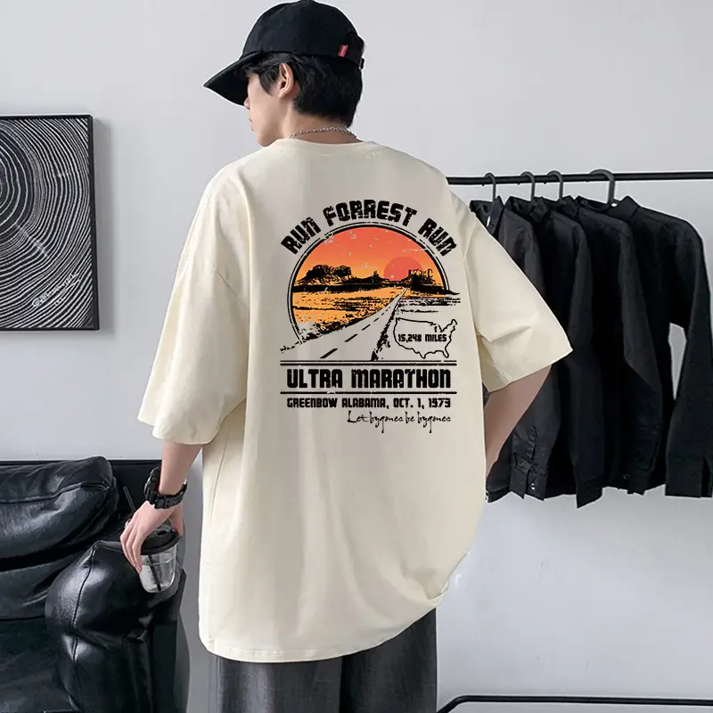 Men Ultra Marathon Graphic T-Shirt Black Loose Fit