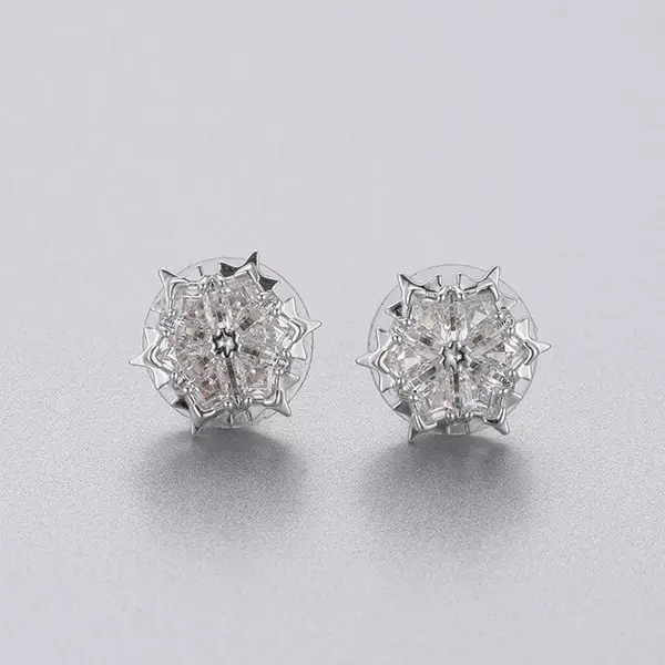 Snowflake Earrings for Women Rose Gold Studs - Image 5
