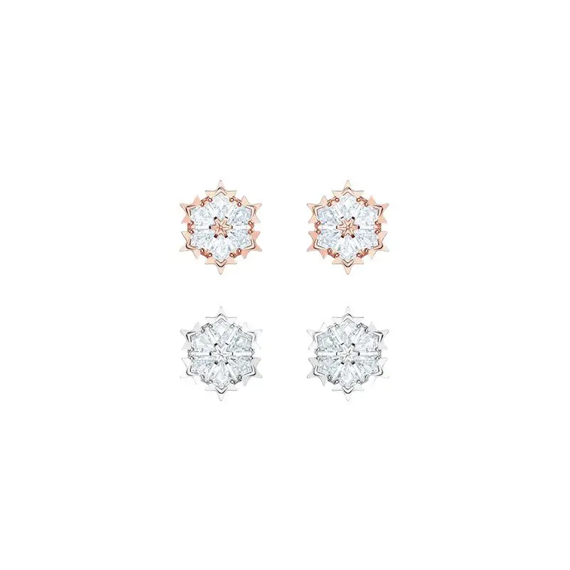 Snowflake Earrings for Women Rose Gold Studs - Image 7