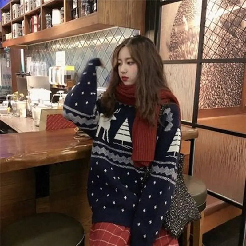 French Red Korean Style Women's Sweater Winter Outerwear — feature 4