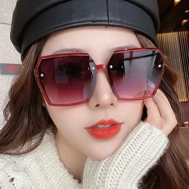 Women Sunglasses Blue Gradient Anti-Ultraviolet Large Frame - Image 9