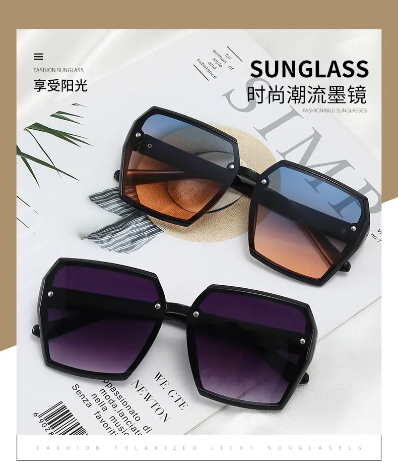 Women Sunglasses Blue Gradient Anti-Ultraviolet Large Frame — feature 1