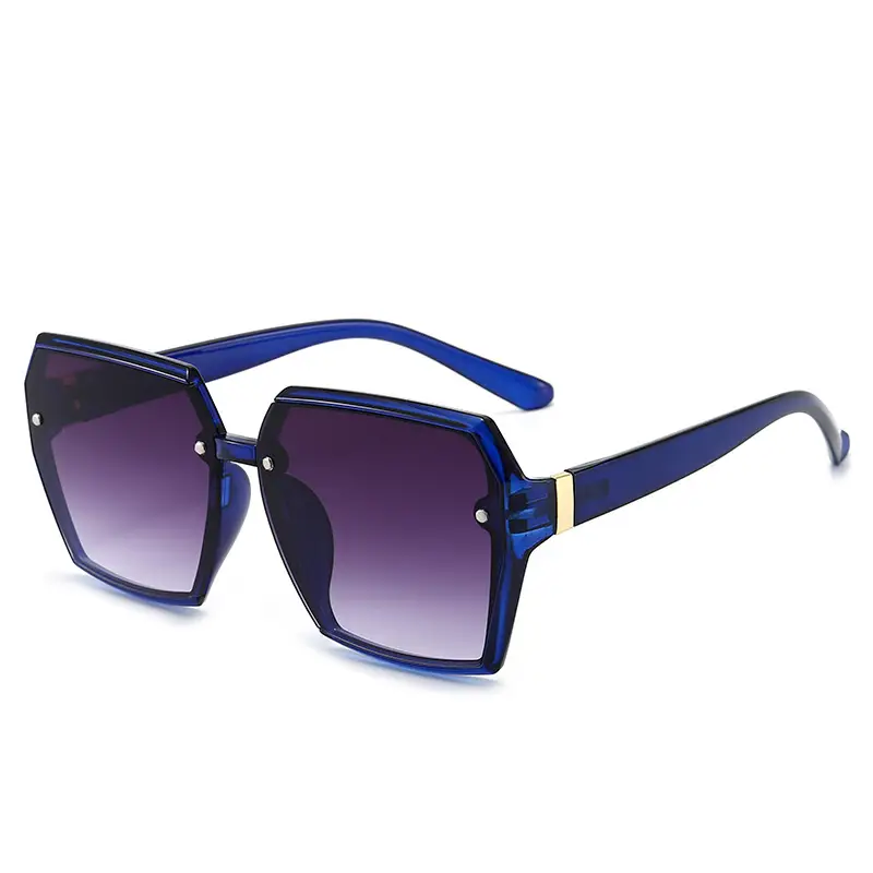 Women Sunglasses Blue Gradient Anti-Ultraviolet Large Frame - Image 3