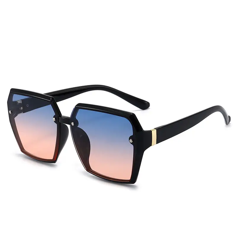 Women Sunglasses Blue Gradient Anti-Ultraviolet Large Frame - Image 8