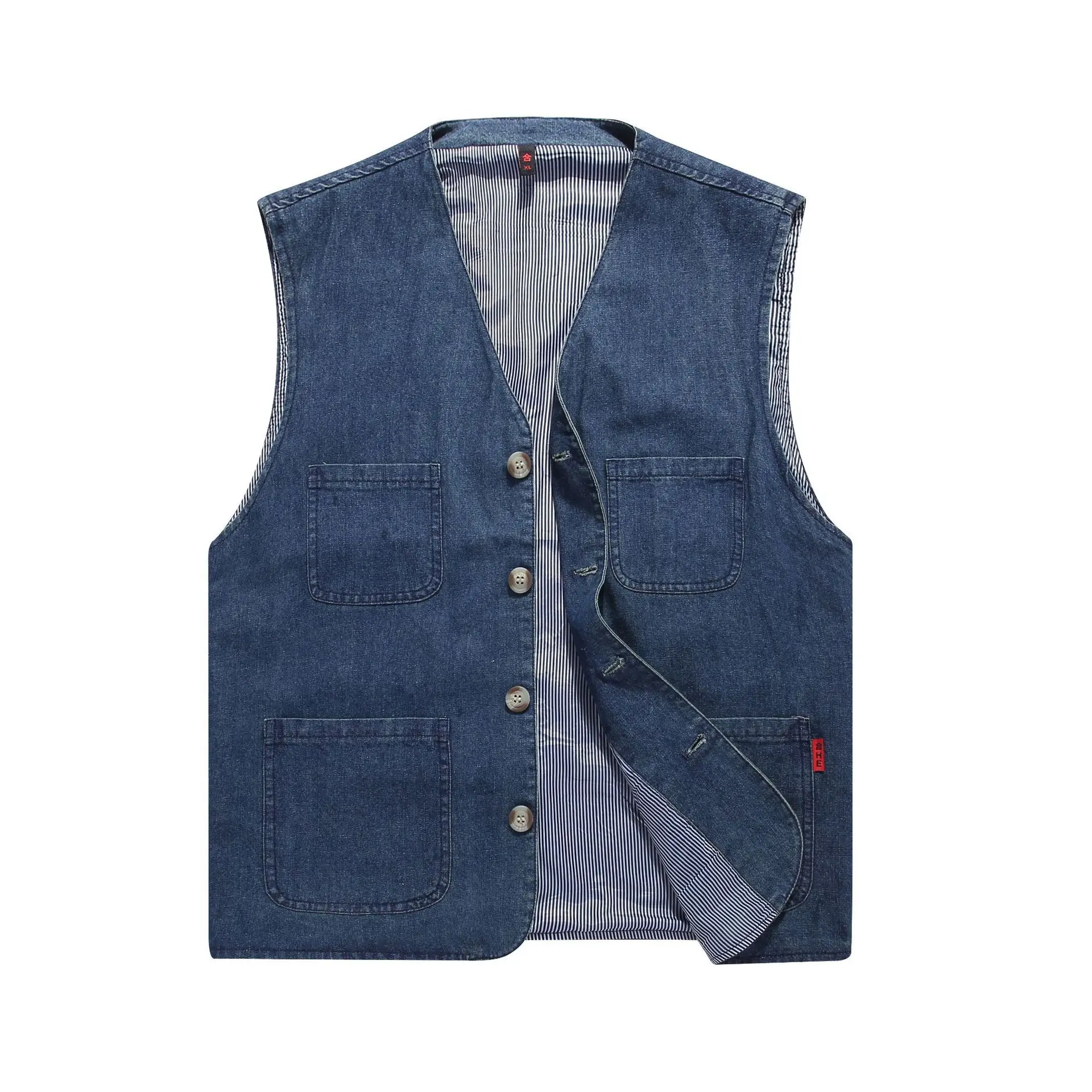 Men's Cotton Sleeveless Vest Beige Middle-aged