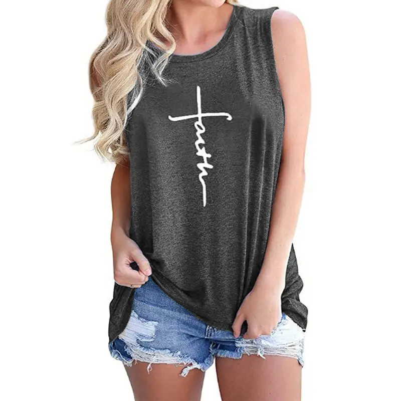 Women's Purple Cross Print Sleeveless Vest