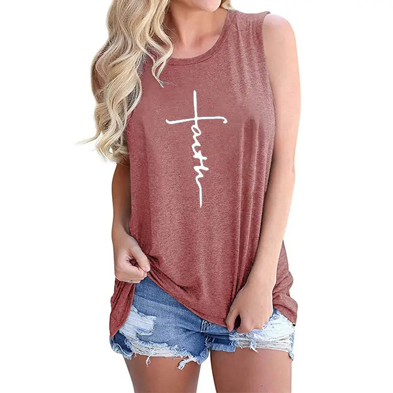 Women's Purple Cross Print Sleeveless Vest