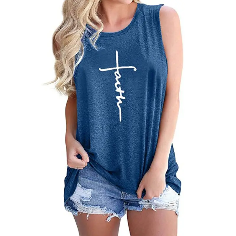 Women's Purple Cross Print Sleeveless Vest