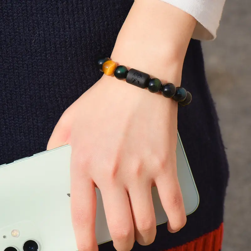 Natural Obsidian 12-Zodiac Bracelet for Men Women - Image 15