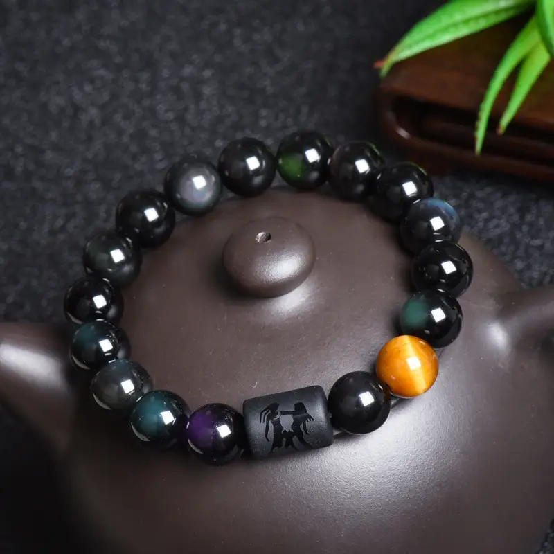 Natural Obsidian 12-Zodiac Bracelet for Men Women - Image 16