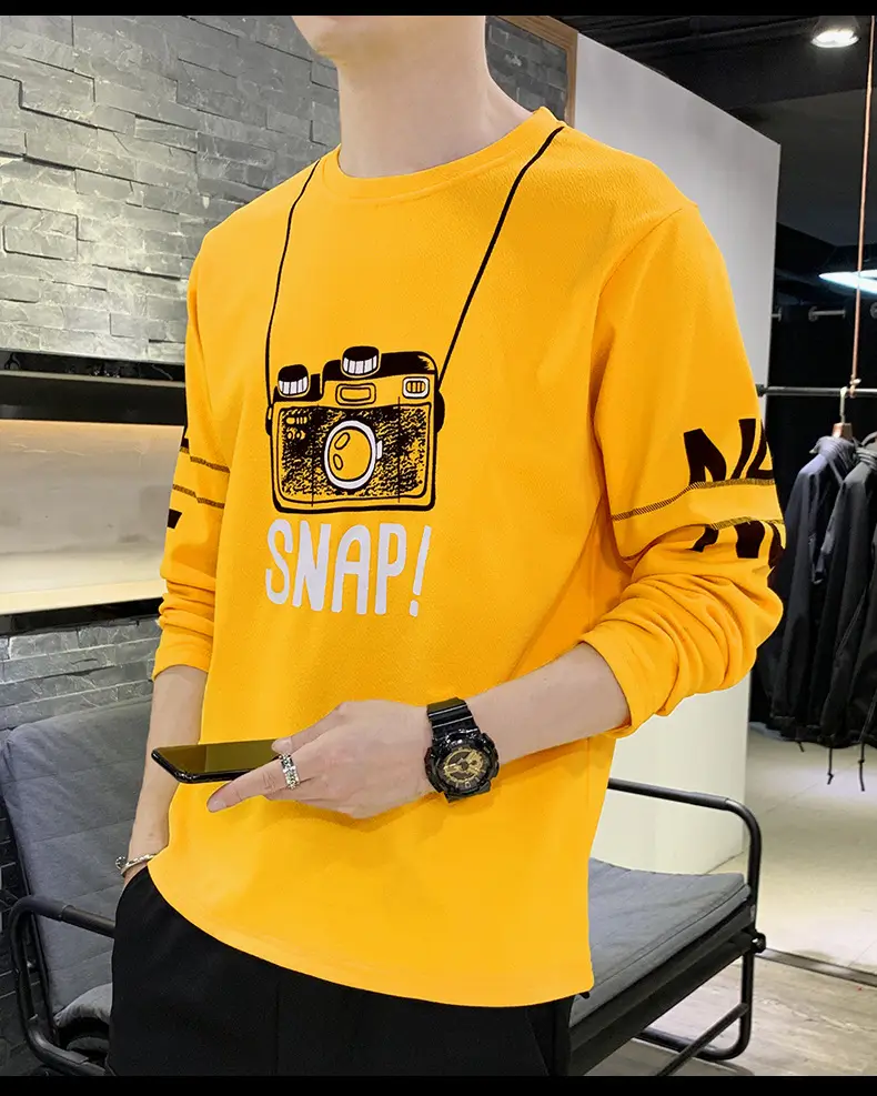 Men's One Piece Long Sleeve T-Shirt White Large — feature 13