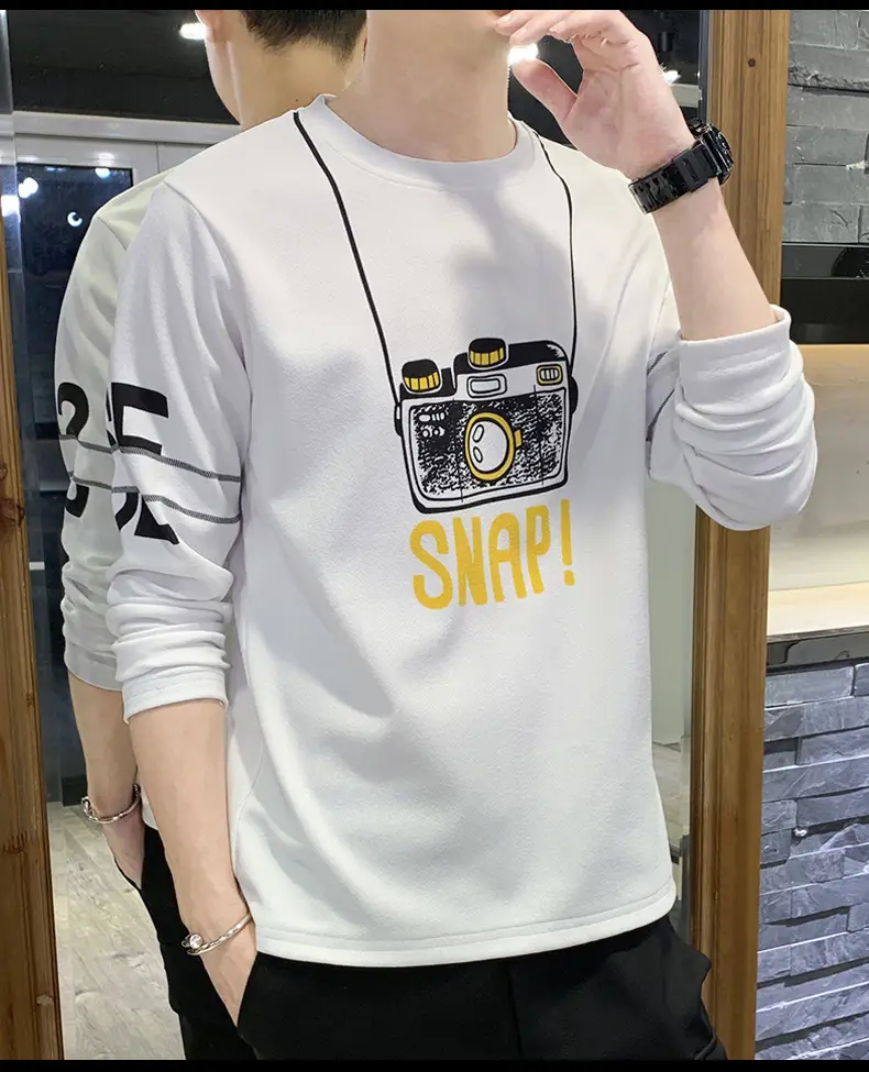 Men's One Piece Long Sleeve T-Shirt White Large — feature 14