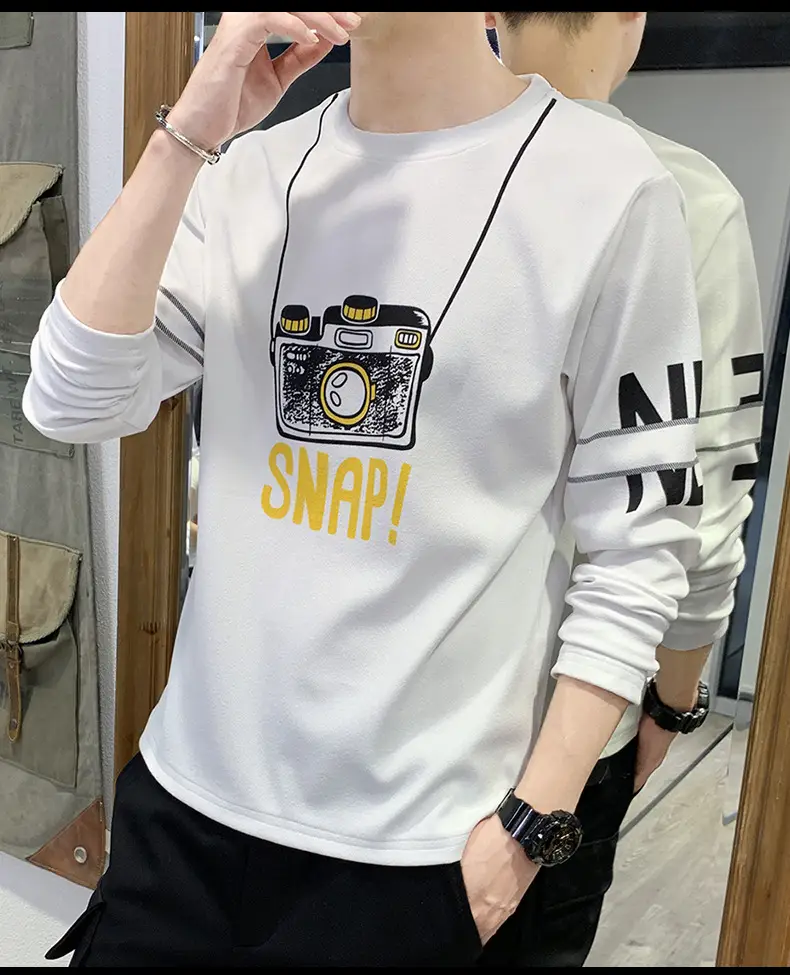 Men's One Piece Long Sleeve T-Shirt White Large — feature 15