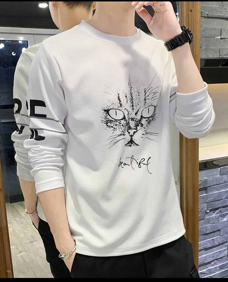Men's One Piece Long Sleeve T-Shirt White Large — feature 21