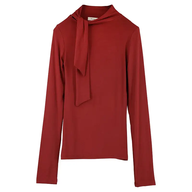 Women Korean Collar Strap Shirt Top Winter Slim Fit
