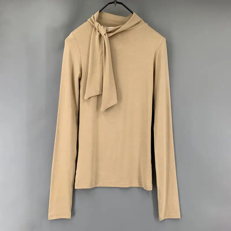 Women Korean Collar Strap Shirt Top Winter Slim Fit