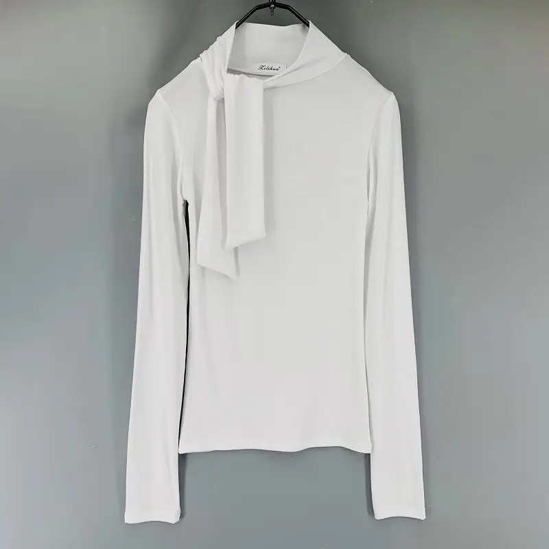 Women Korean Collar Strap Shirt Top Winter Slim Fit