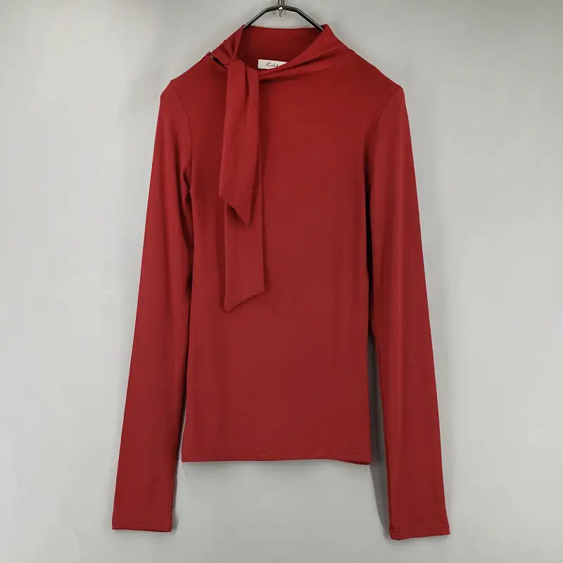 Women Korean Collar Strap Shirt Top Winter Slim Fit