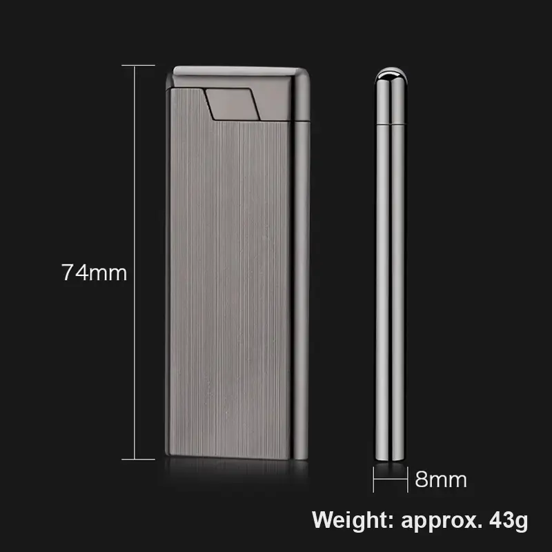 Slim Butane Blue-Flame Lighter, 74 × 28 × 8 mm