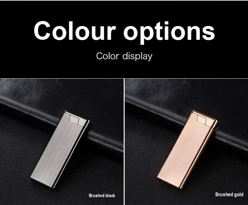 Silver and rose-gold brushed lighter finishes shown side by side.