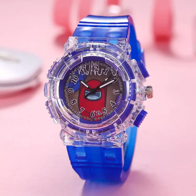 Kids Pink LED Watch with Clear Crystal Design