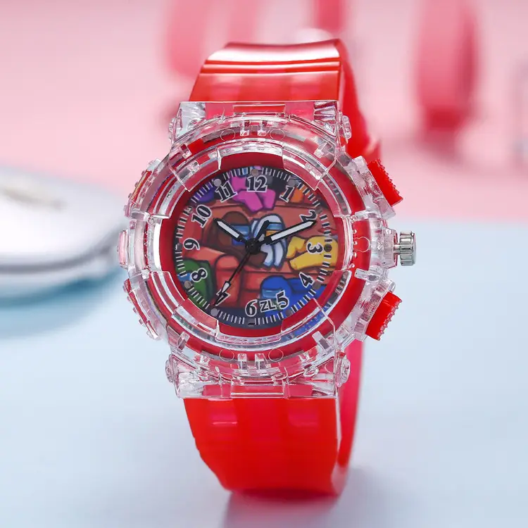 Kids Pink LED Watch with Clear Crystal Design