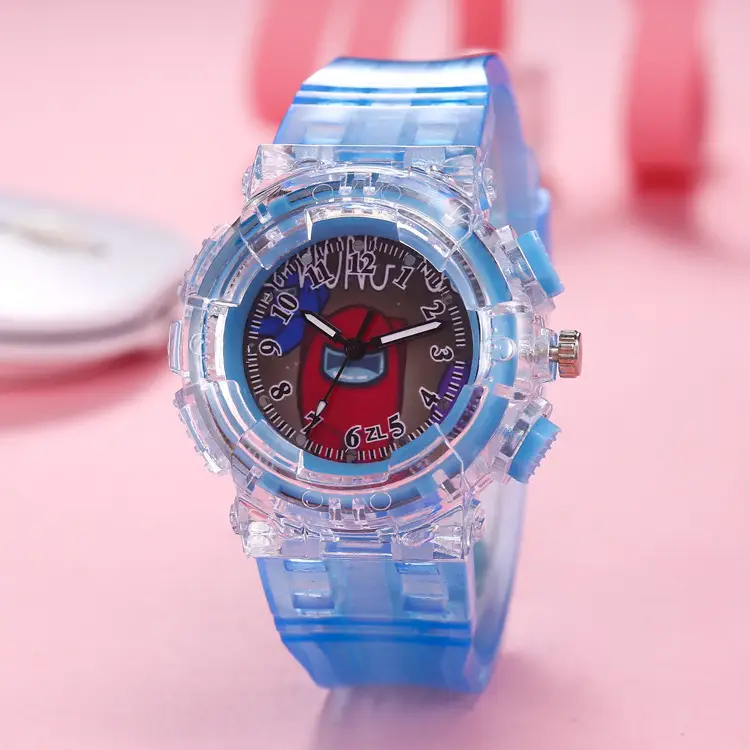 Kids Pink LED Watch with Clear Crystal Design