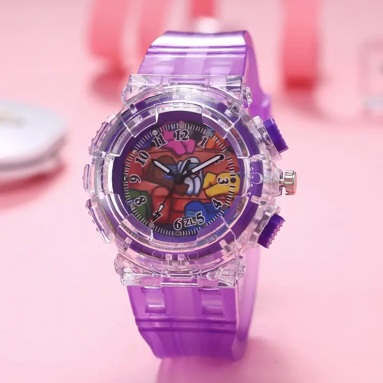 Kids Pink LED Watch with Clear Crystal Design