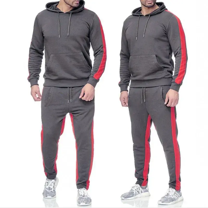 Men Black Red Hoodie Sweatpants Set Casual Sports - Image 10