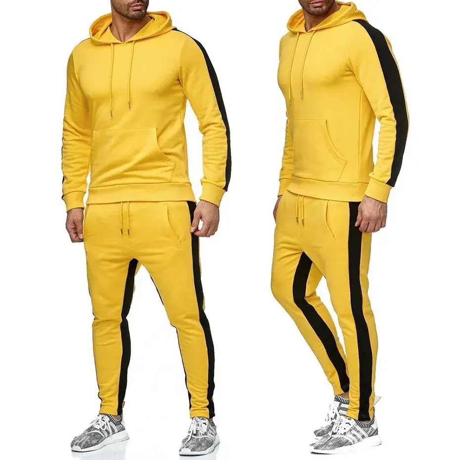 Men Black Red Hoodie Sweatpants Set Casual Sports - Image 2