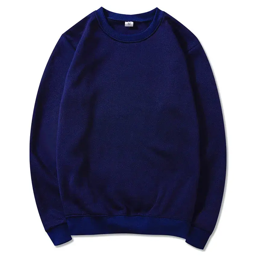 Fleece Lined Black Round Neck Sweatshirt for Men - Image 9