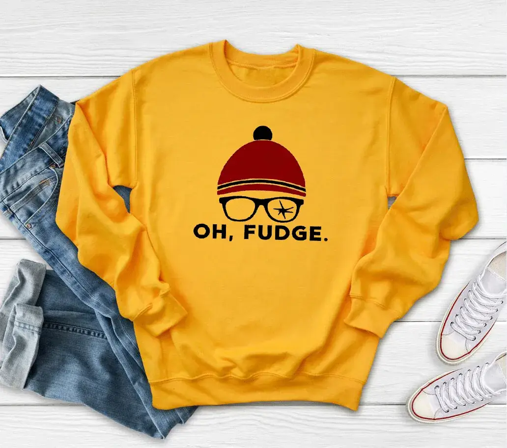Oh Fudge Christmas Sweater Round Neck Maroon - Image 4