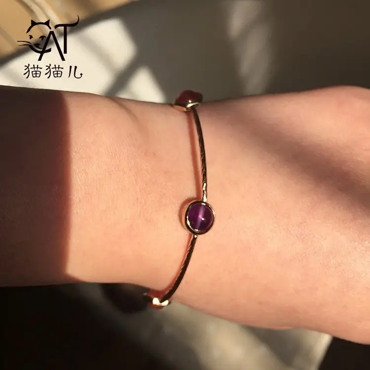Korean Style Crystal Bracelet for Women Peach Blue Moonstone - Image 11