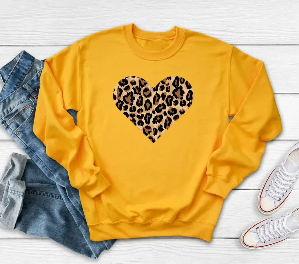 Black Leopard Lip Print Crewneck Sweatshirt