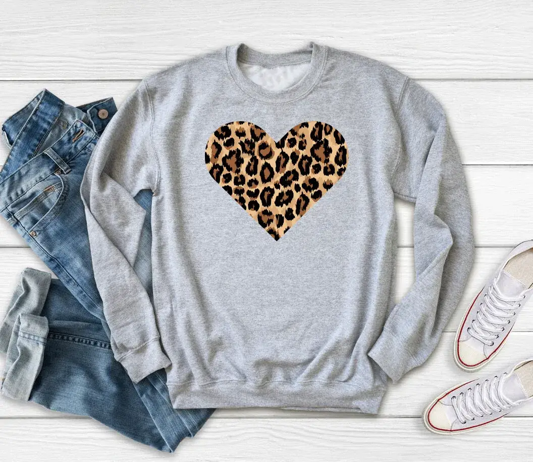 Black Leopard Lip Print Crewneck Sweatshirt