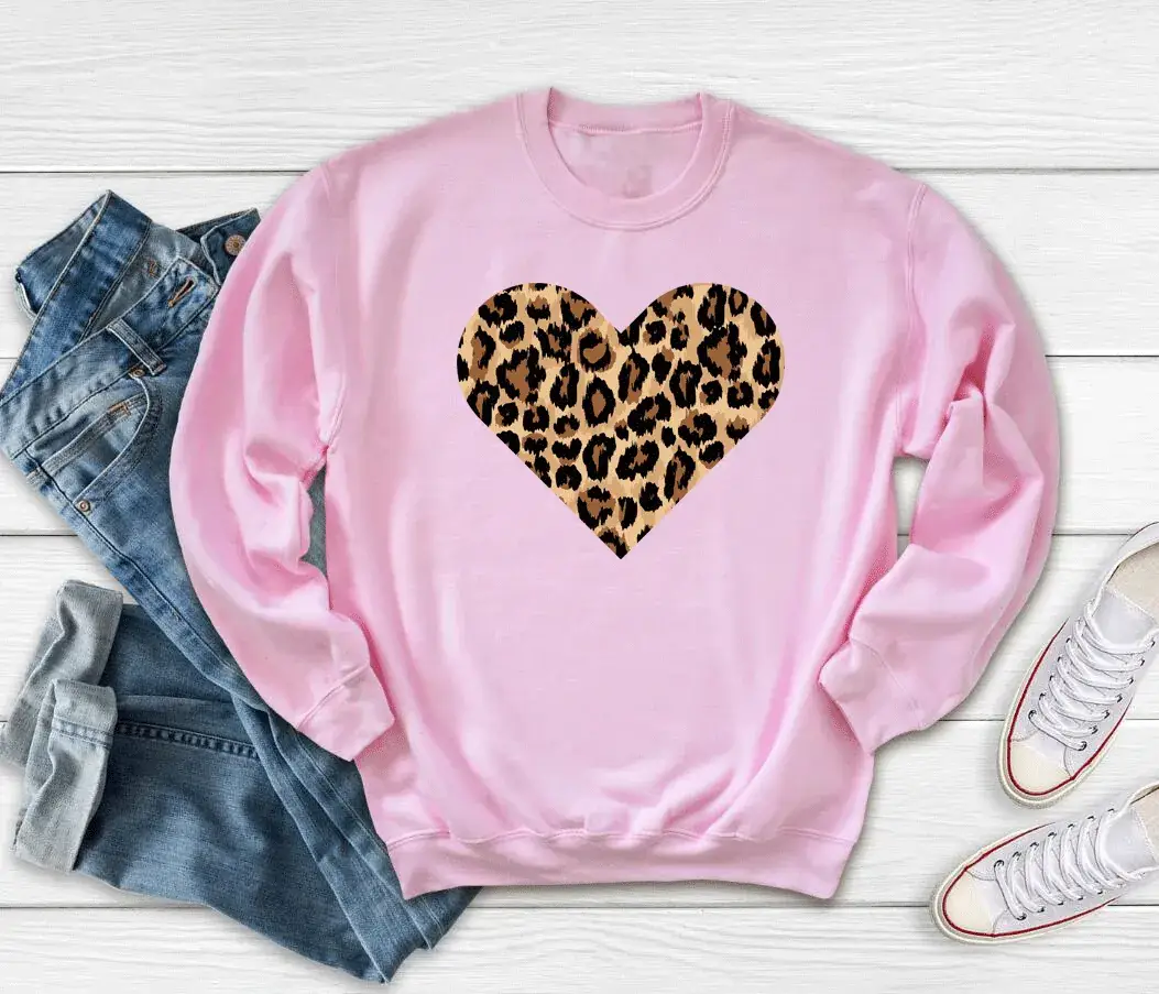 Black Leopard Lip Print Crewneck Sweatshirt